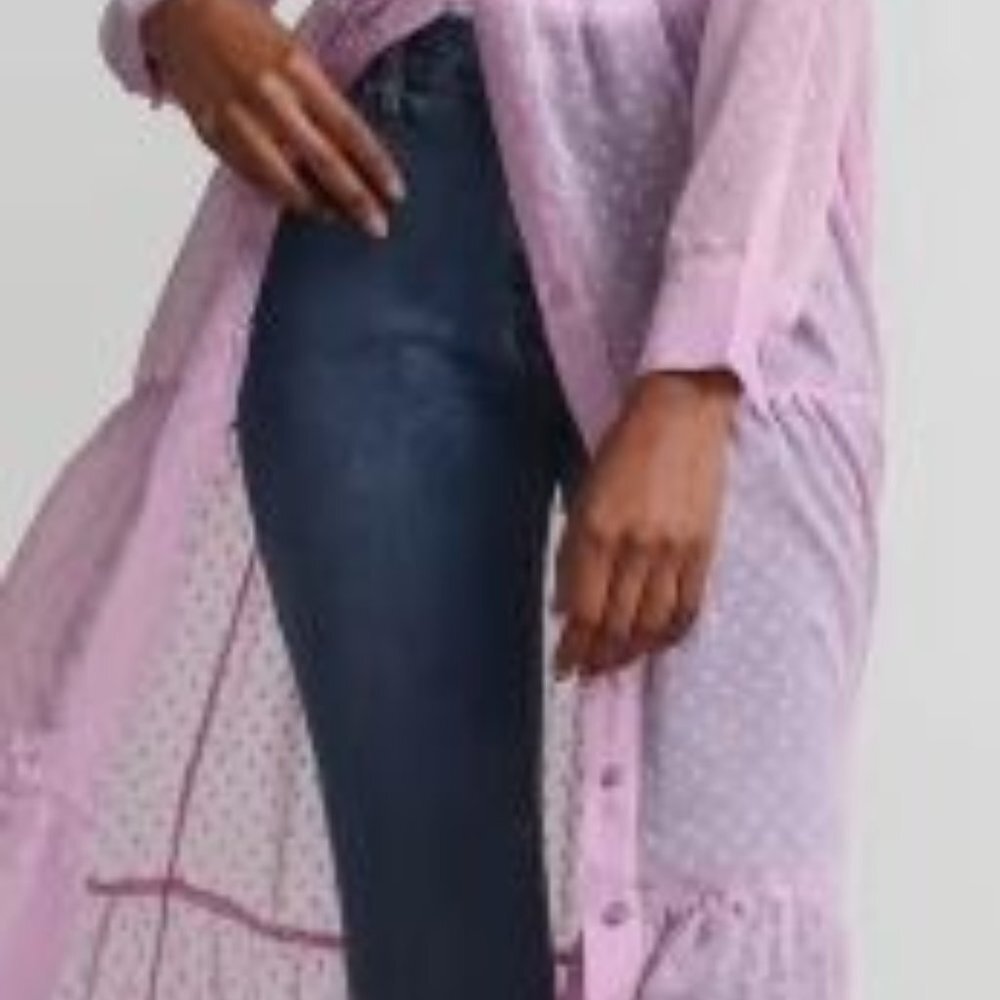 Clip-Dot Button-Front Maxi Blouse - Picture 2 of 4